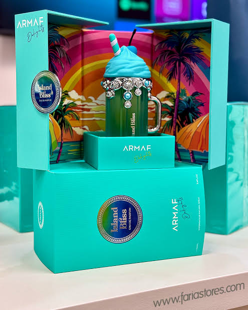 Armaf Delights Island Bliss: For women, 	•	The base tempers the sweetness with warm vanilla, creamy tonka bean, and a skin-friendly musk. This gives the perfume a cosy, comforting, tropical sunset feel.  ￼