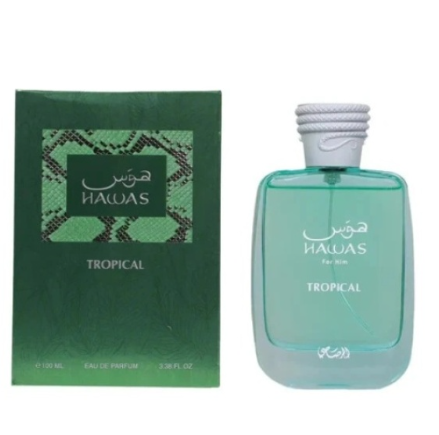 HAWAS TROPICAL FOR HIM: It’s an aromatic, green, woody fragrance with a strong tropical / coconut & fig vibe, Coconut, Fig, Mint. Coconut Water, Fig Leaf, Ginger